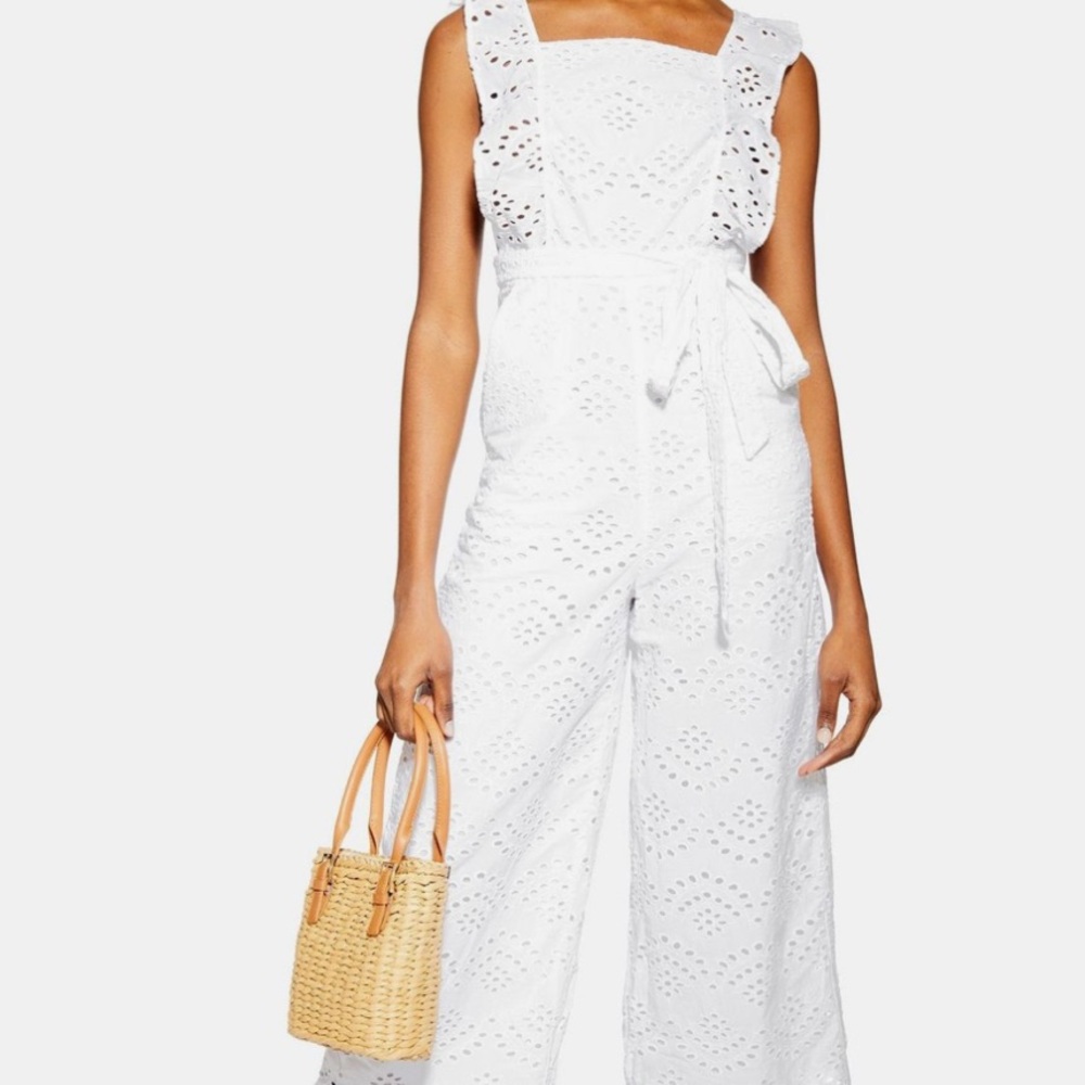 TOPSHOP EYELET RUFFLE JUMPSUIT - Picture 5 of 16
